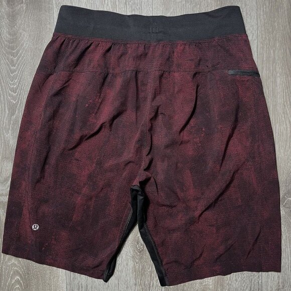 Lululemon T.H.E Burgundy And Black Unlined Shorts  Mens Medium 10” Inseam - Picture 8 of 10